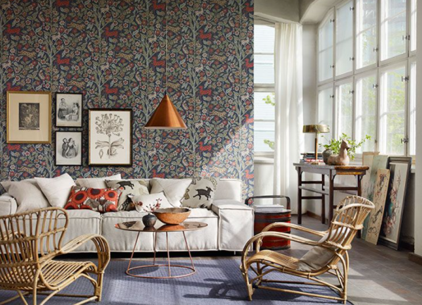 Wallpaper motif floral dengan warna lembut